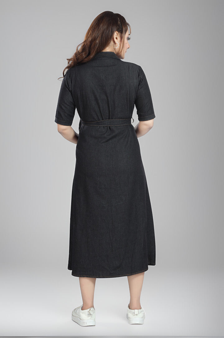 Black Wash A line Nursing Dress