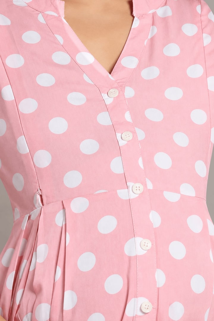 MomsBae Berry Custard Polka Dot Feeding Dress, nursing opening detail