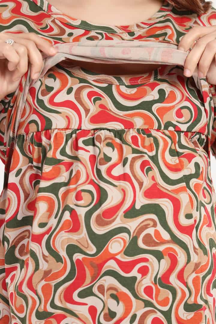 MomsBae Candylicious Zipless Feeding Nightie, zipless nursing panel detail