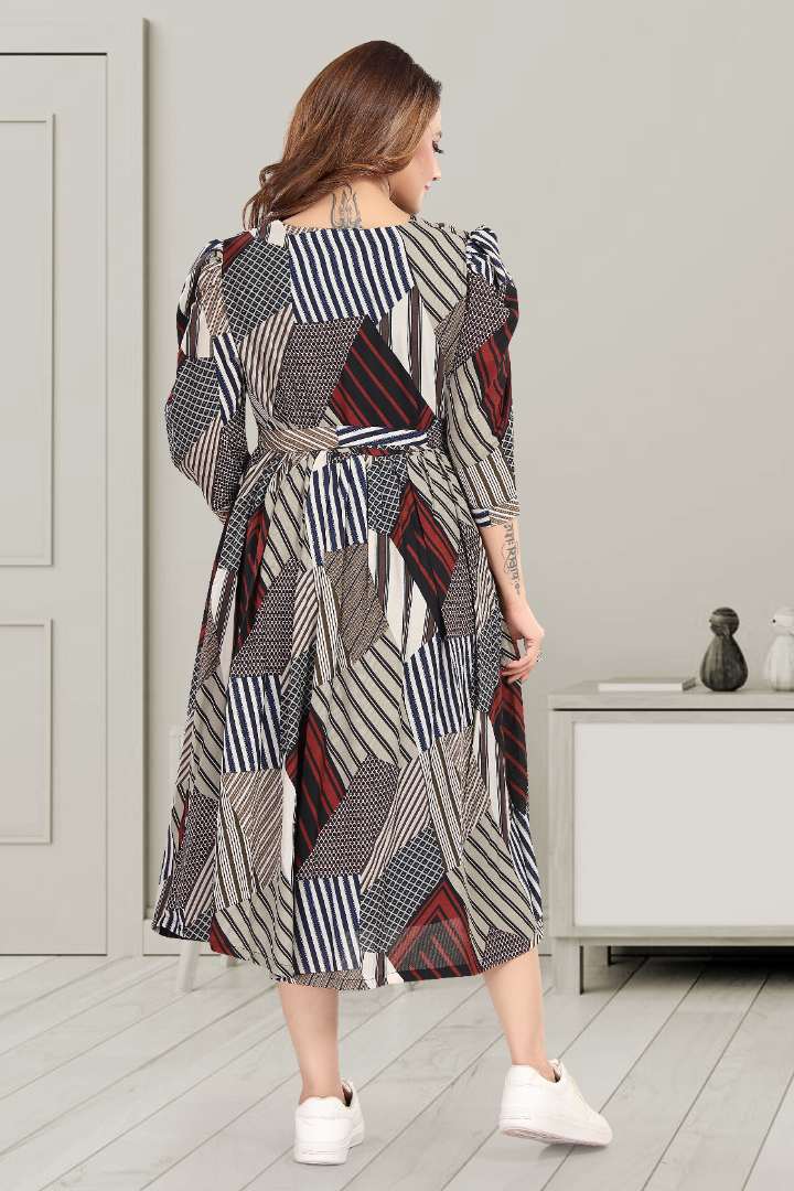 Kaleidoscopic Print Maternity Feeding Dress