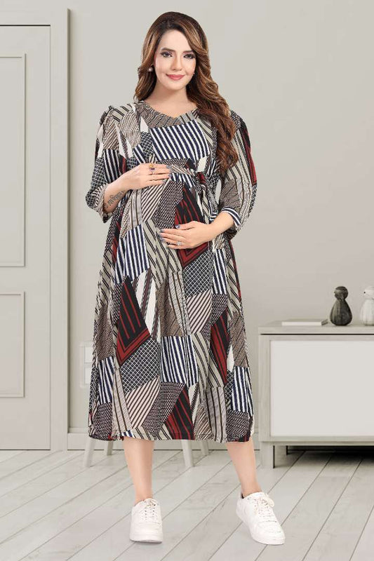 Kaleidoscopic Print Maternity Feeding Dress