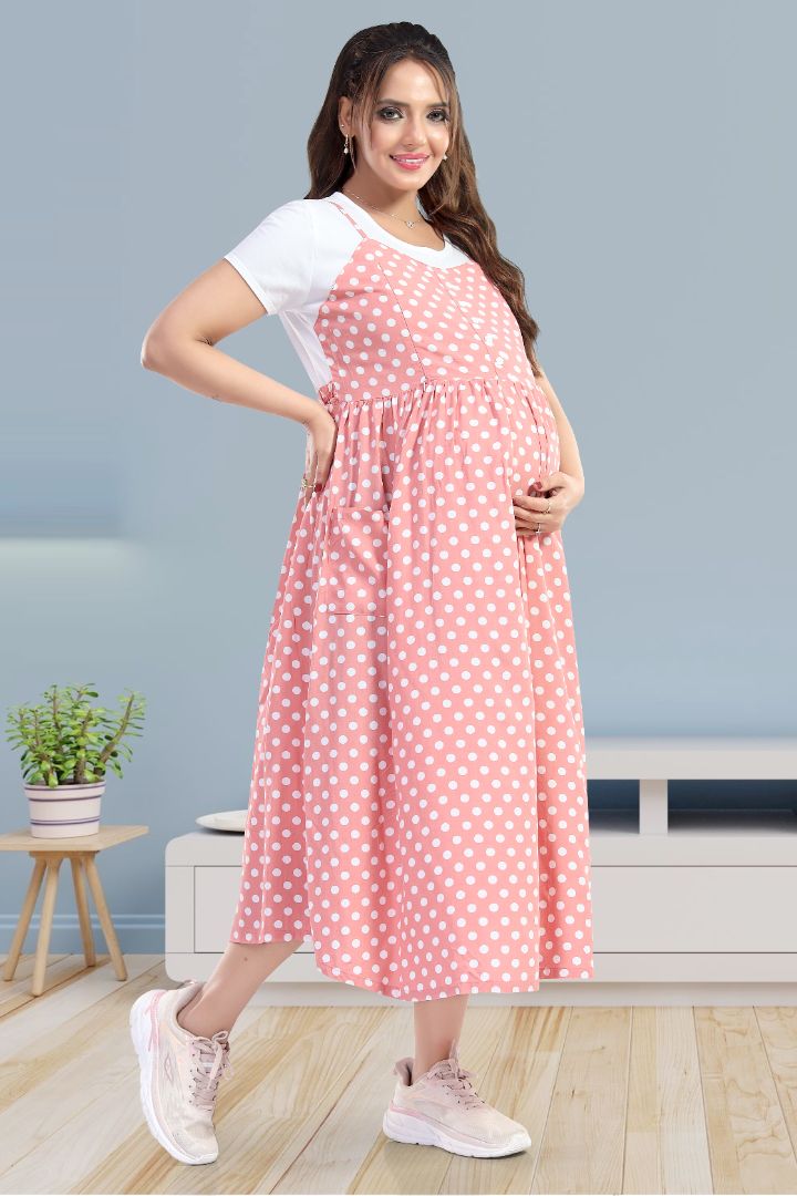 Candy Pink Polka Maternity Dress