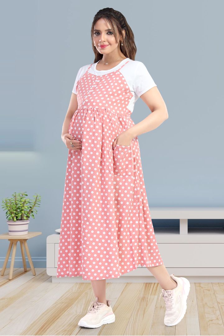 Candy Pink Polka Maternity Dress