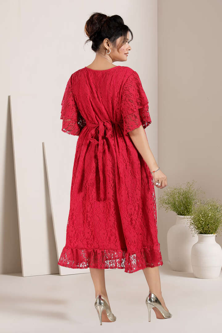 Raspberry Sorbet Lace Nursing Dress