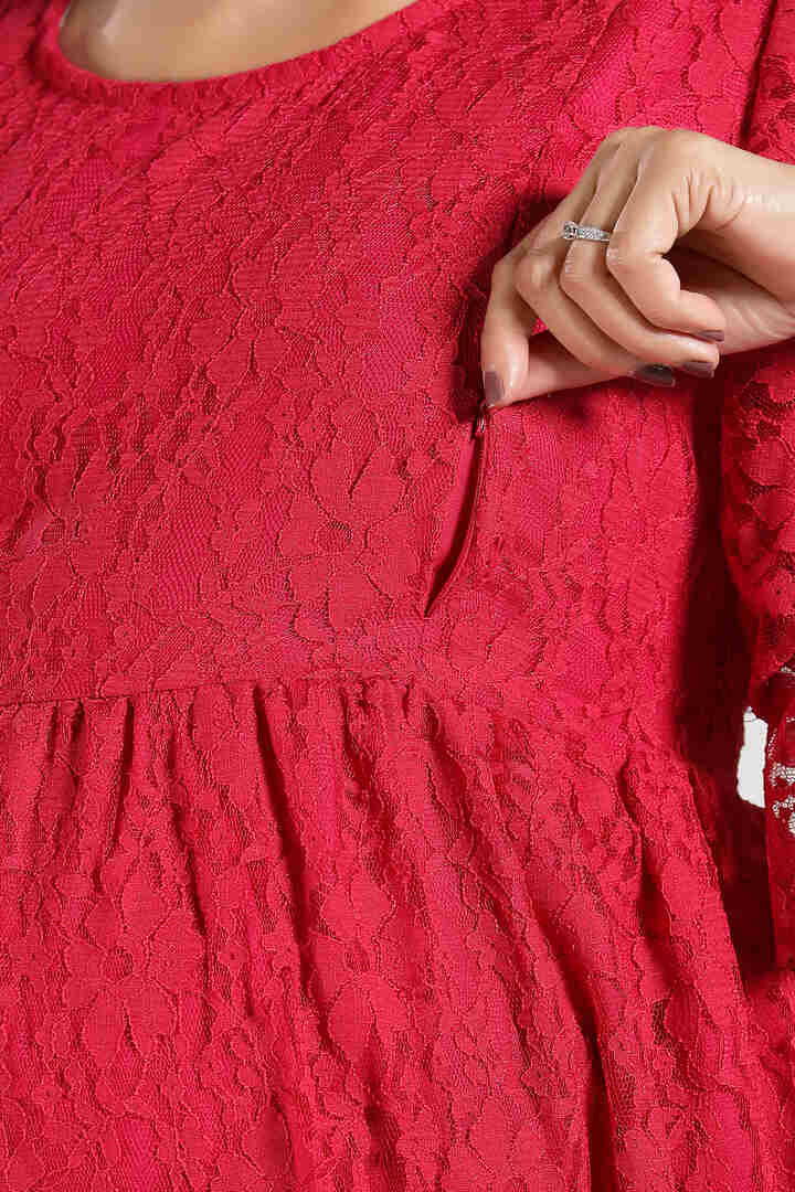 Raspberry Sorbet Lace Nursing Dress