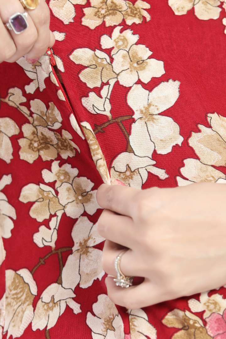 Magenta Printed Feeding A Line Kurta