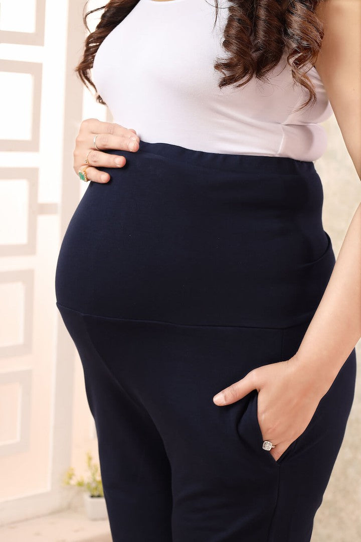 Navy Maternity Knitted Pant