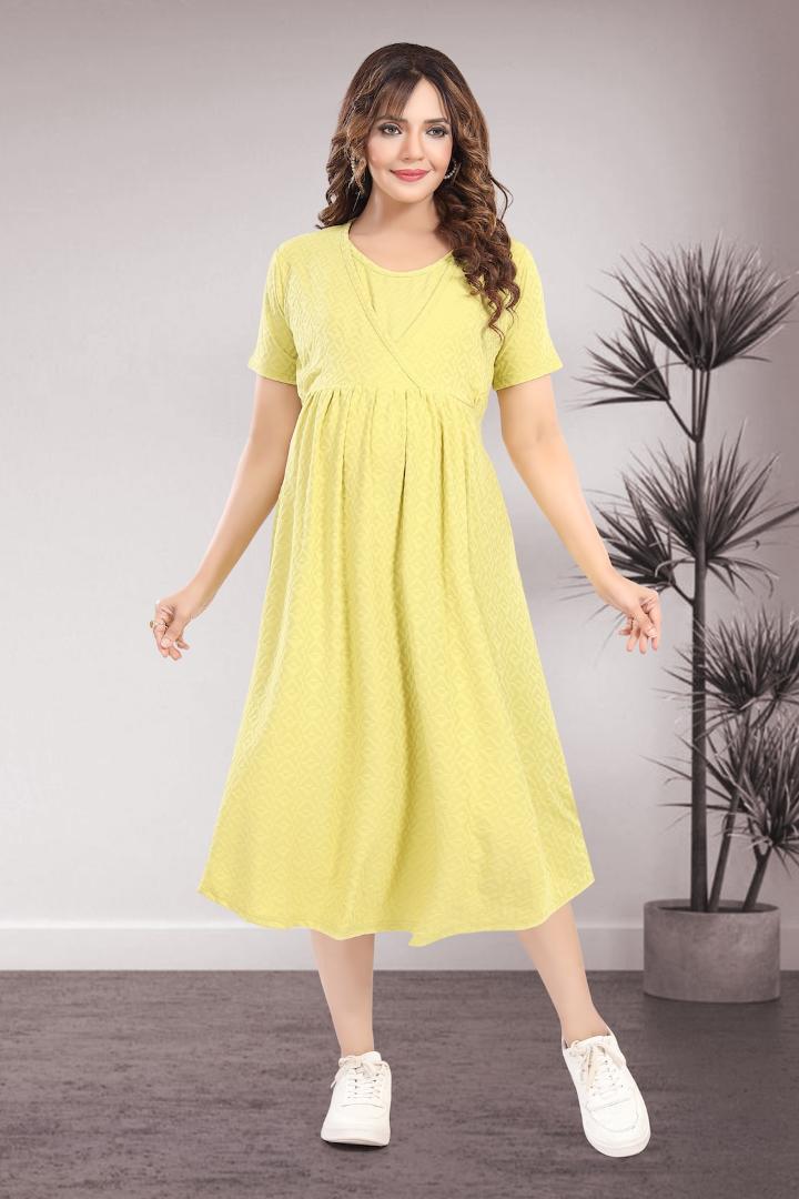 Saffron Yellow Textured Feeding Dress