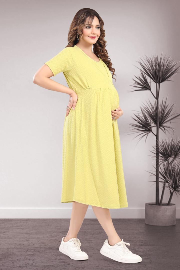 Saffron Yellow Textured Feeding Dress
