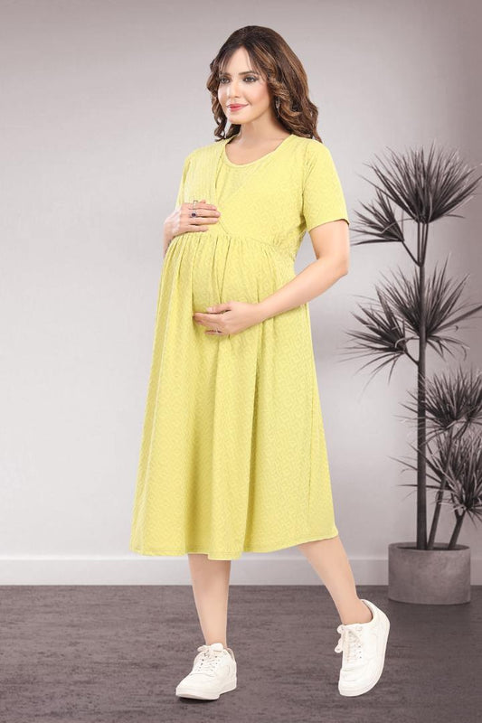 Saffron Yellow Textured Feeding Dress