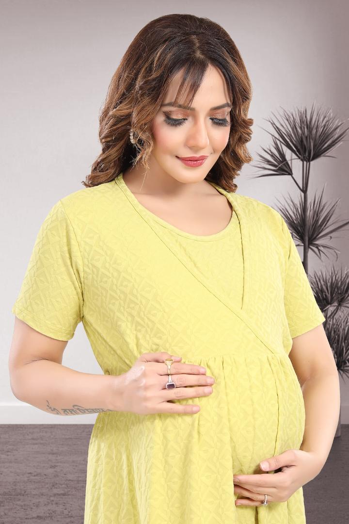Saffron Yellow Textured Feeding Dress