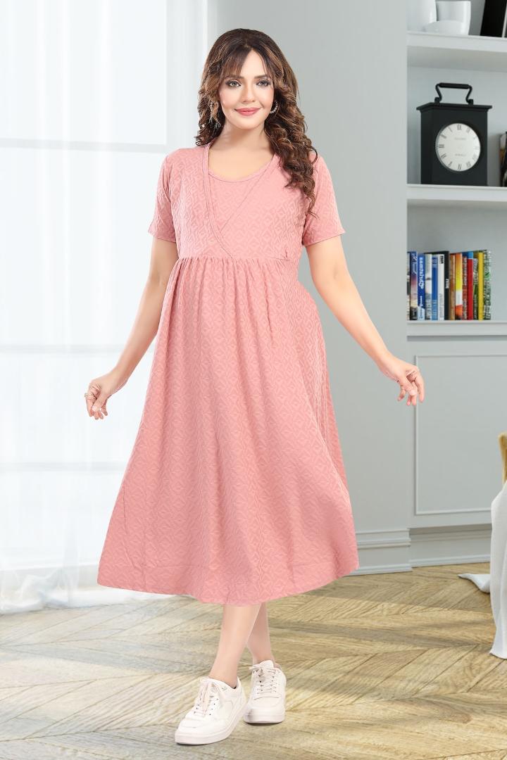 Wild Pink Textured Feeding Dress