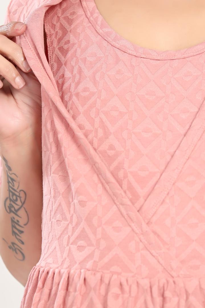 Wild Pink Textured Feeding Dress