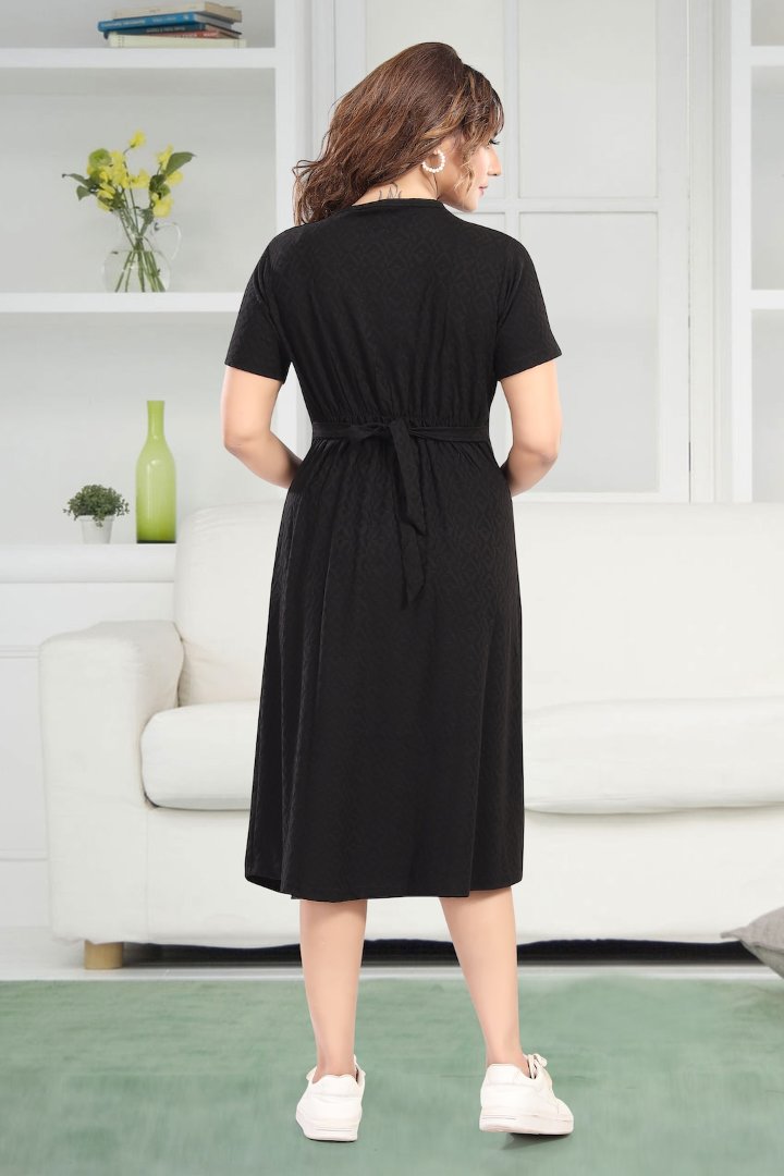 Carbon Black Textured Feeding Dress