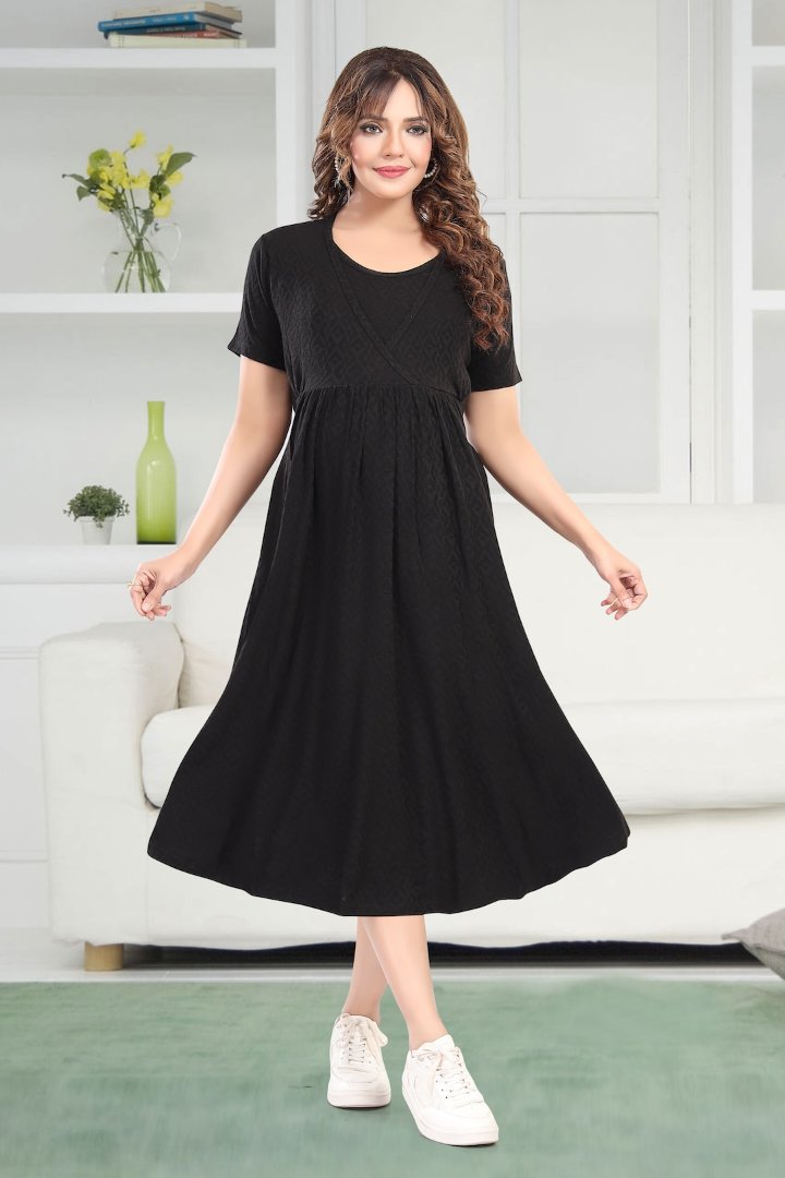 Carbon Black Textured Feeding Dress