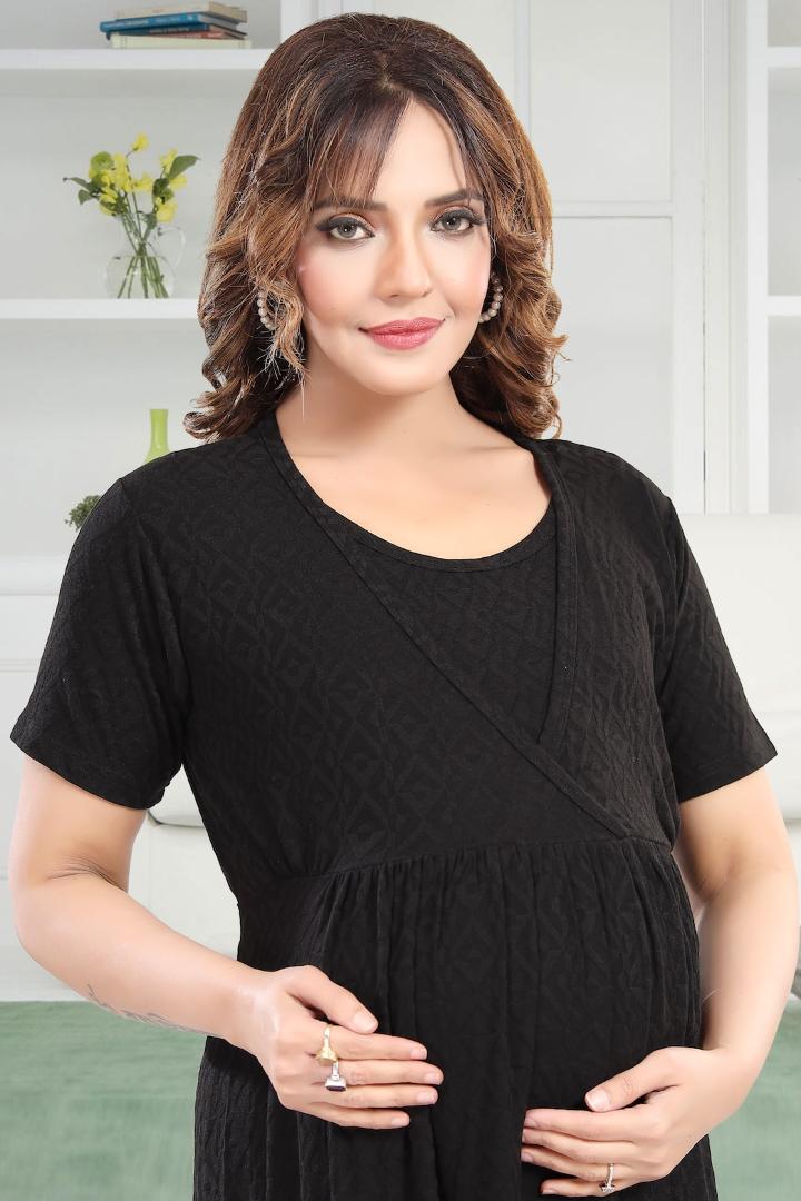 Carbon Black Textured Feeding Dress