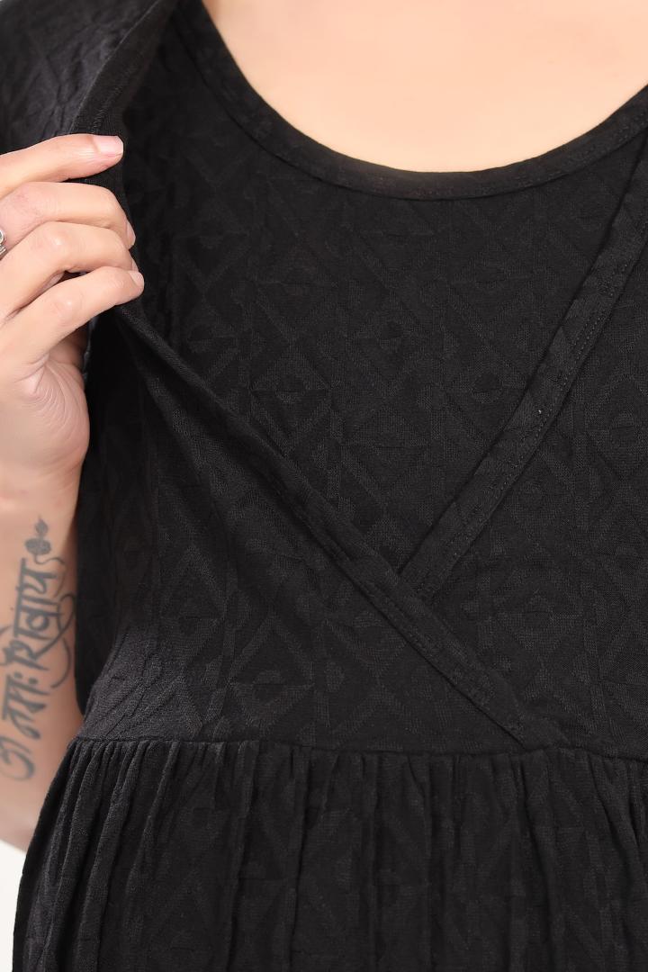 Carbon Black Textured Feeding Dress