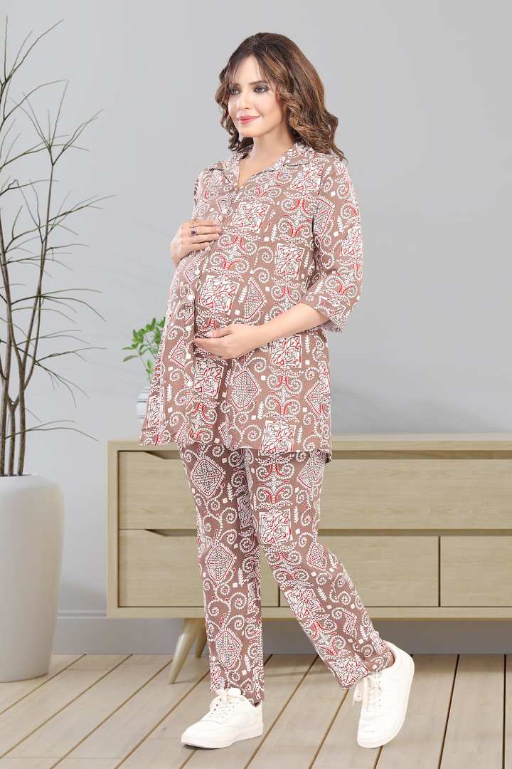 Rosy Brown Maternity Feeding Coord Set