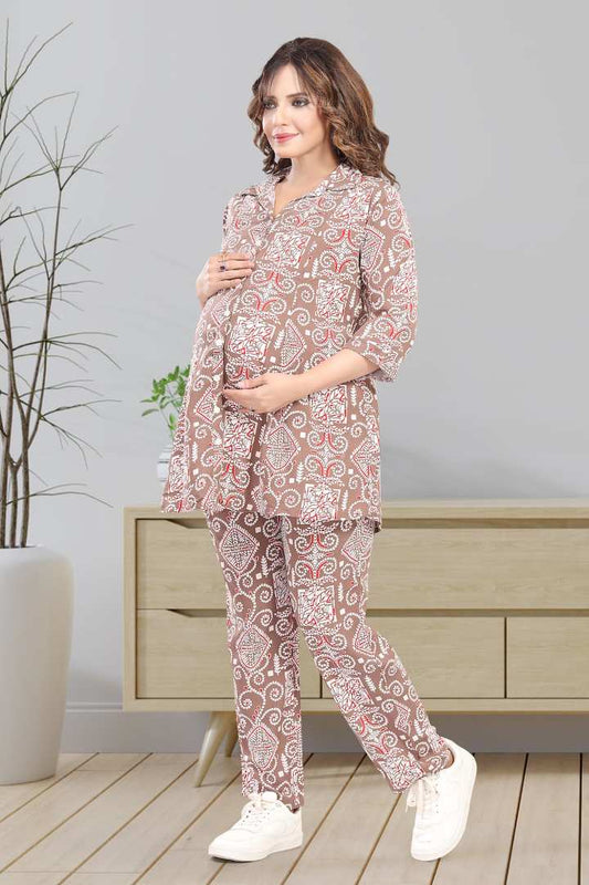 Rosy Brown Maternity Feeding Coord Set