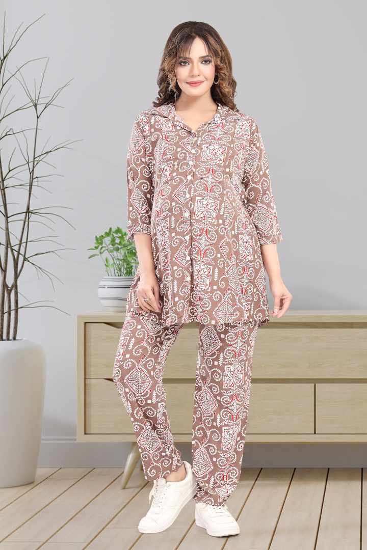 Rosy Brown Maternity Feeding Coord Set