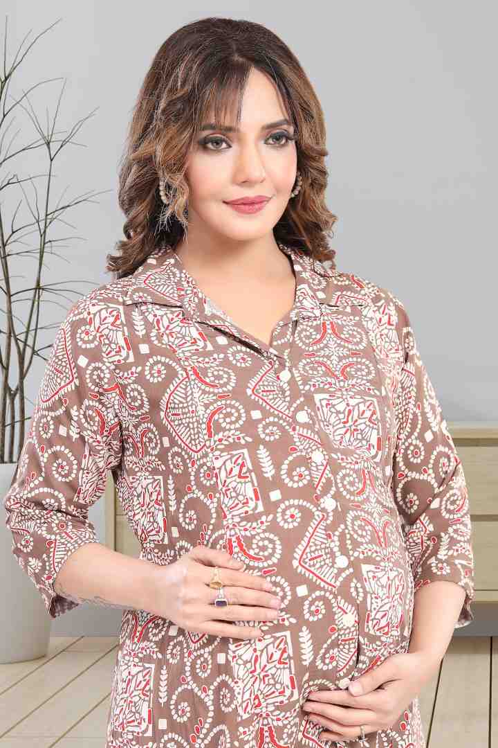 Rosy Brown Maternity Feeding Coord Set