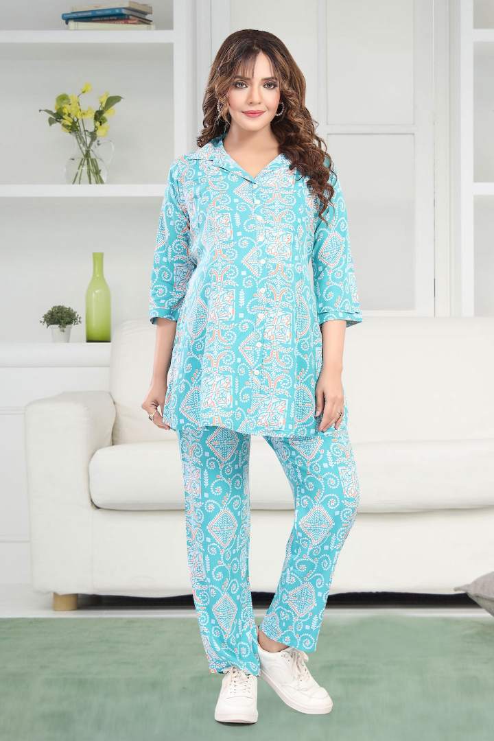 Turquoise Blue Maternity Feeding Coord Set