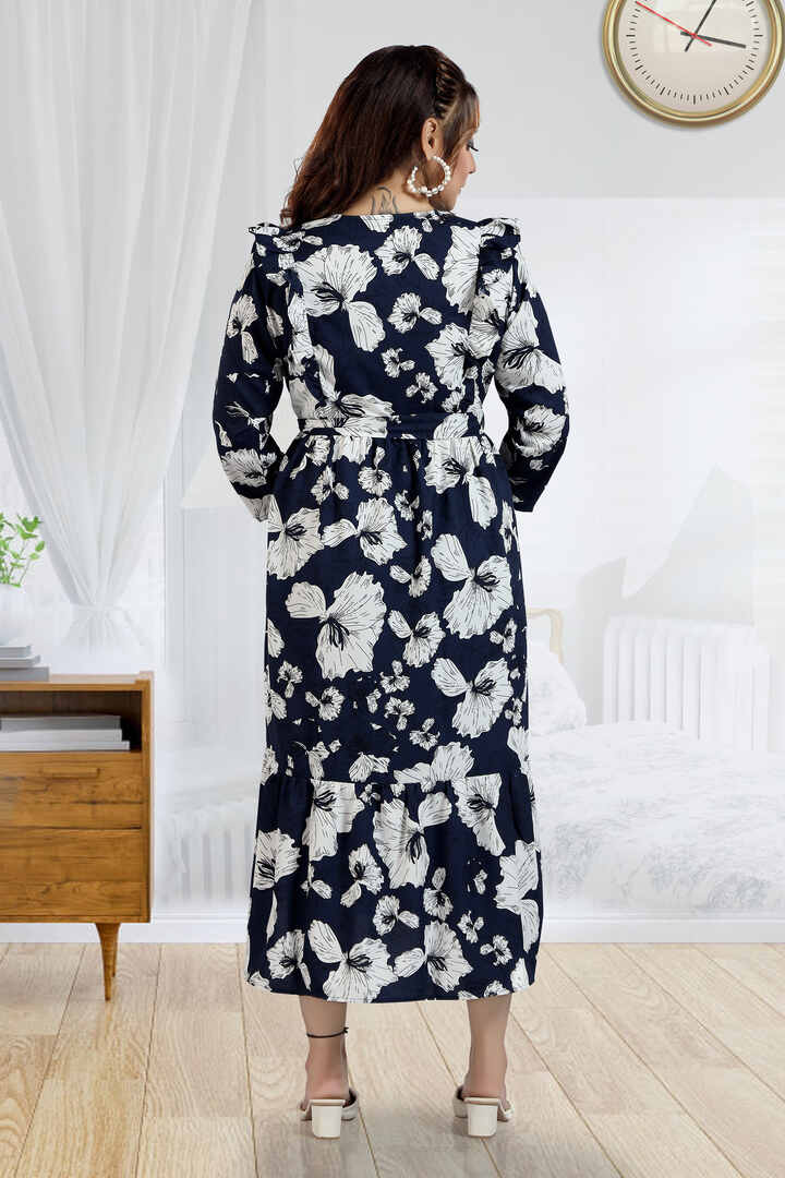 Navy Floral Ruffled Nursing Dress