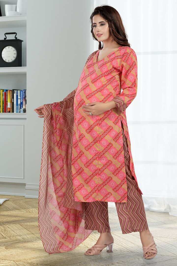 Pink Feeding Kurta Dupatta Set