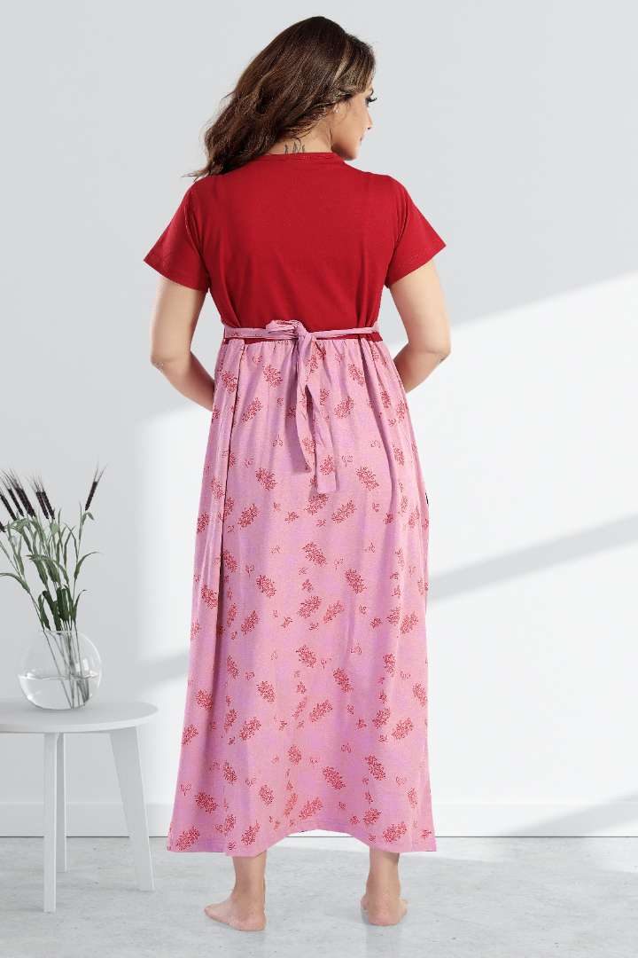 Maroon Dual Tone Feeding Nightie