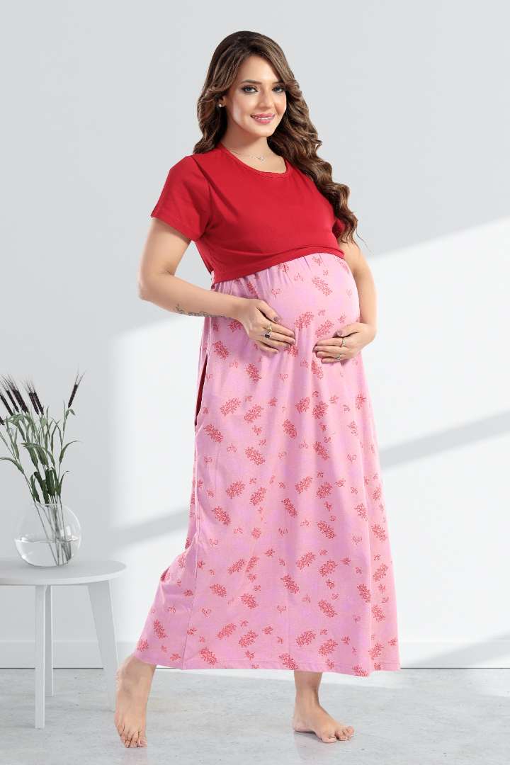 Maroon Dual Tone Feeding Nightie