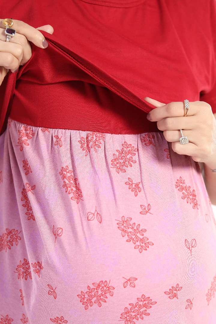Maroon Dual Tone Feeding Nightie