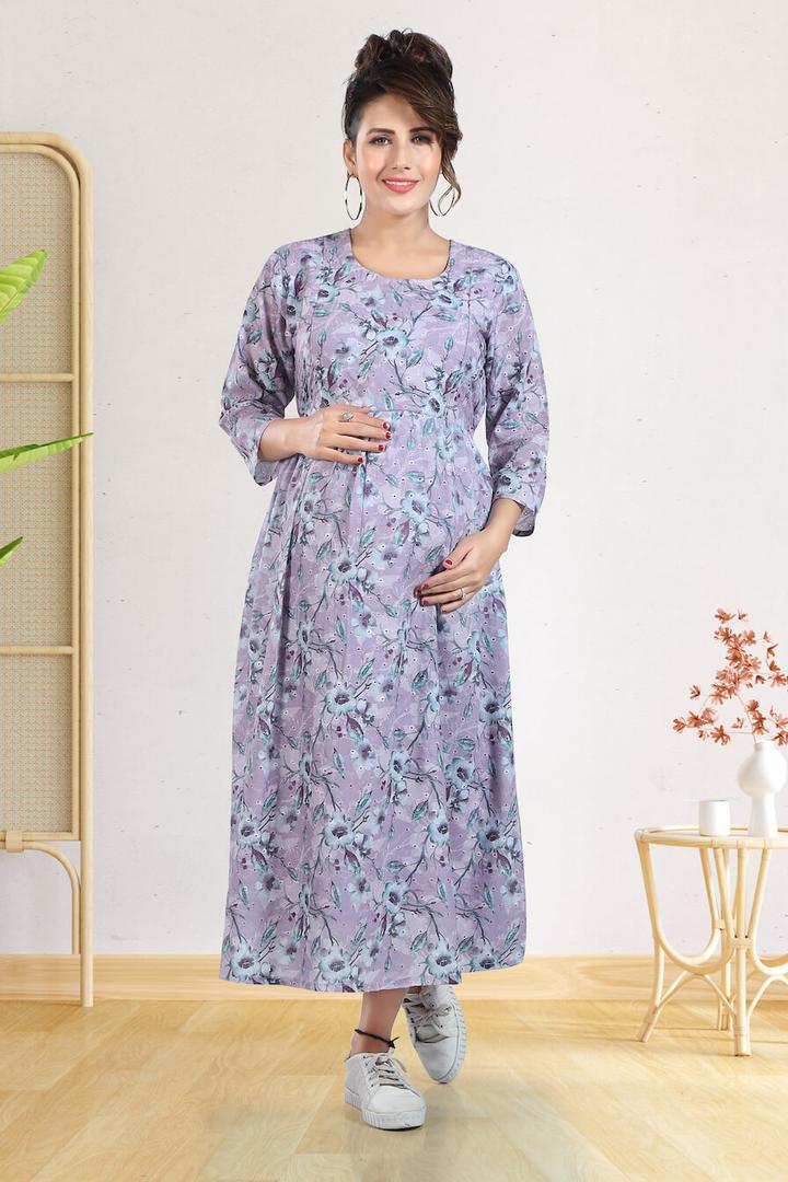 Long Schiffli Maternity Dress