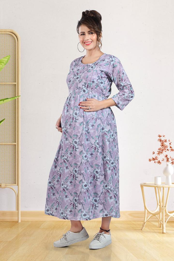 Long Schiffli Maternity Dress