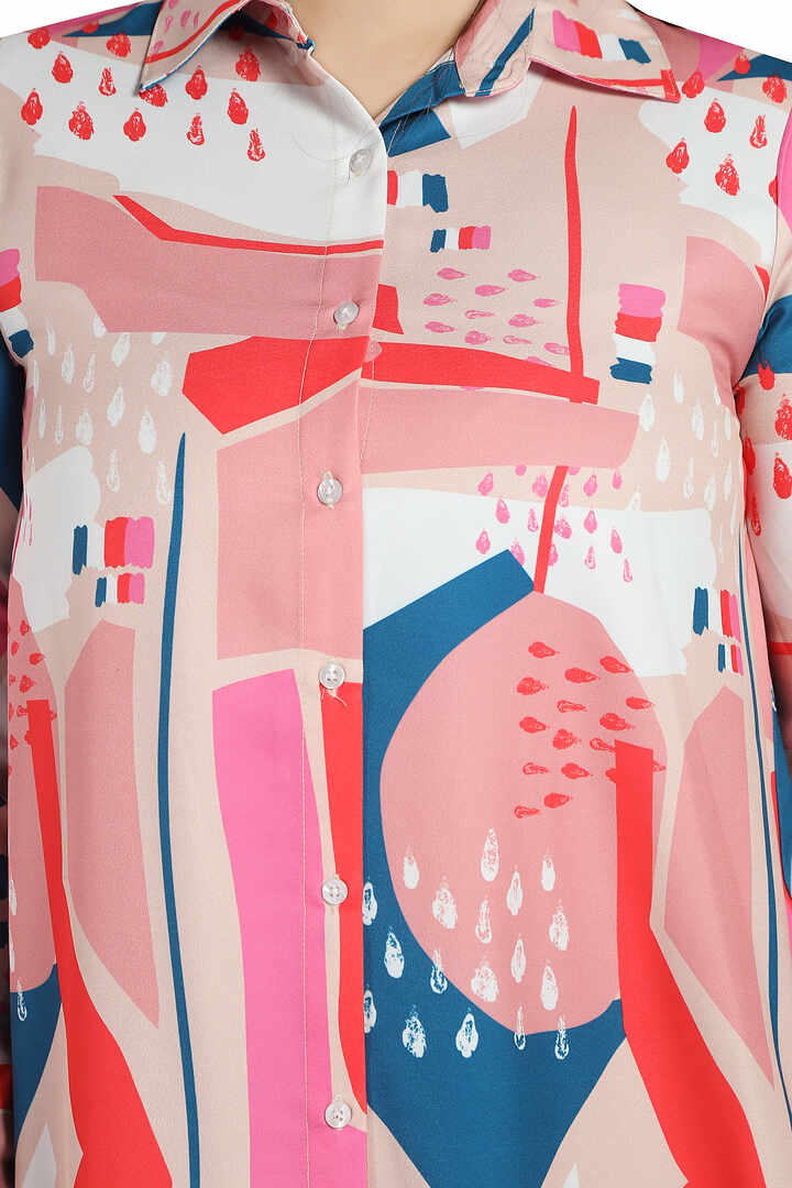 Multi Abstract Shirt Maternity Shirt Dress
