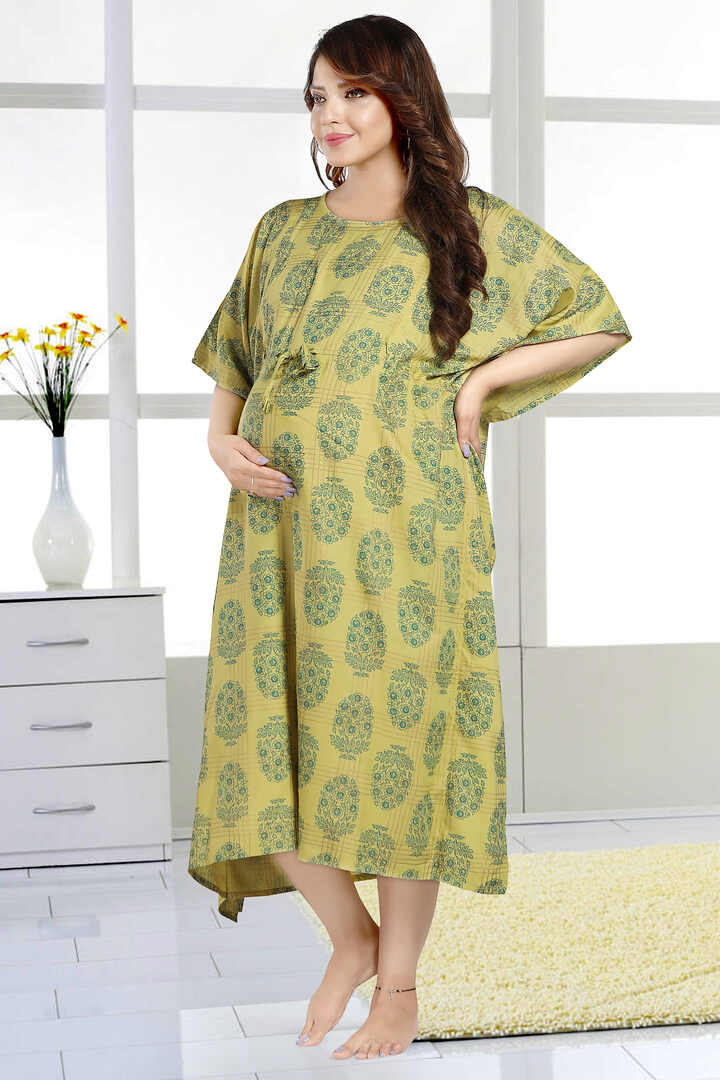 Lemon Yellow Freesize Nursing Kaftan