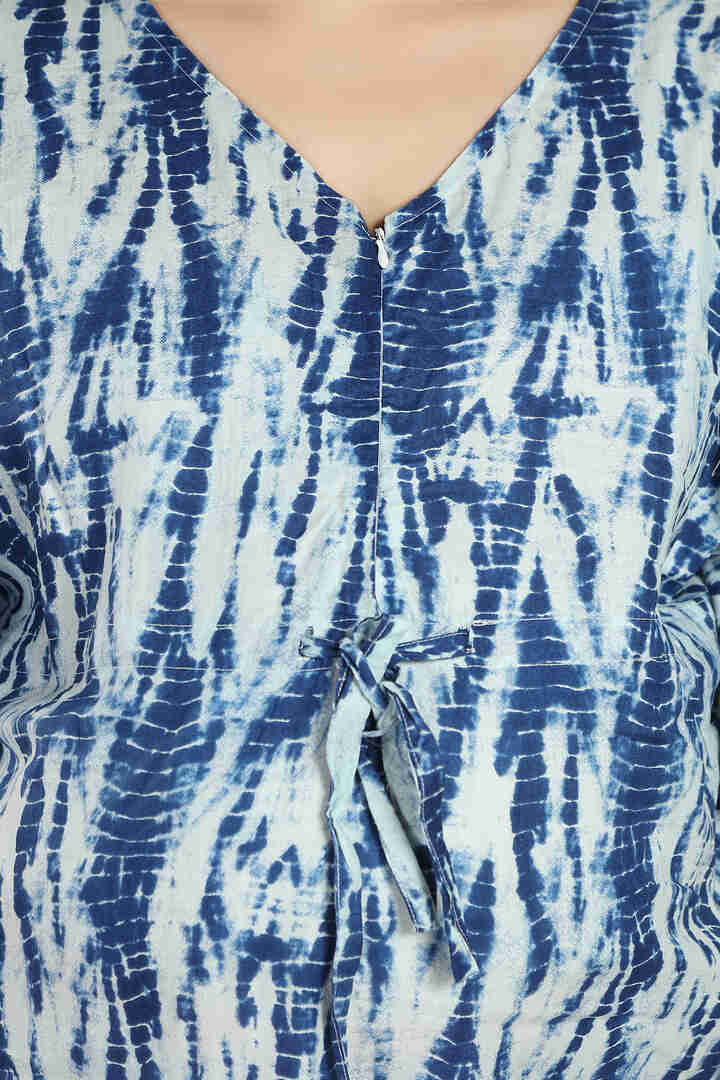 Tie and Dye Blue Cotton Nursing Kaftan