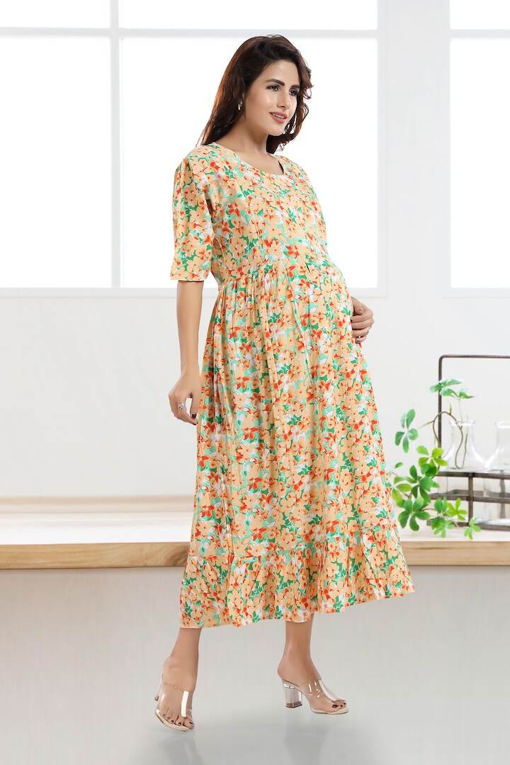 Peach Floral Feeding Dress