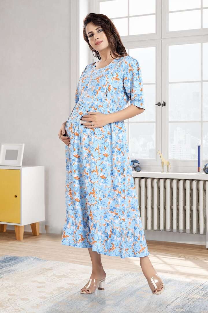 Peppy Blue Floral Feeding Dress