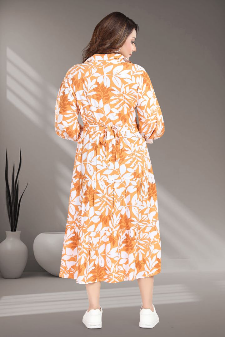 Turmeric Yellow Printed Maternity Dress