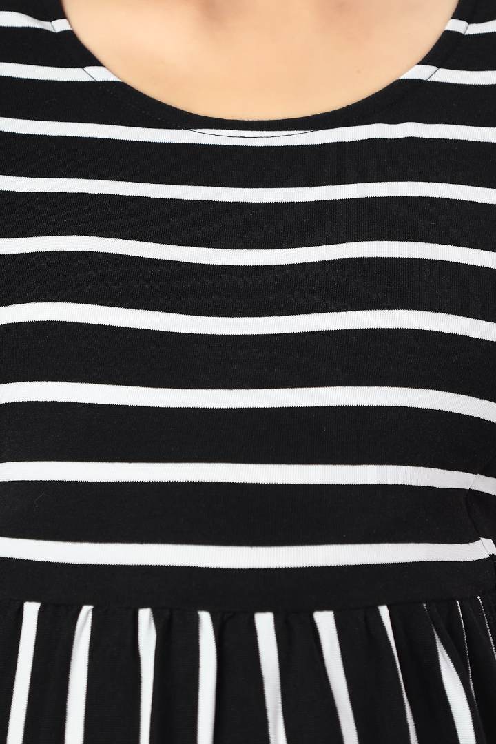 Black and White Striper Feeding Dress