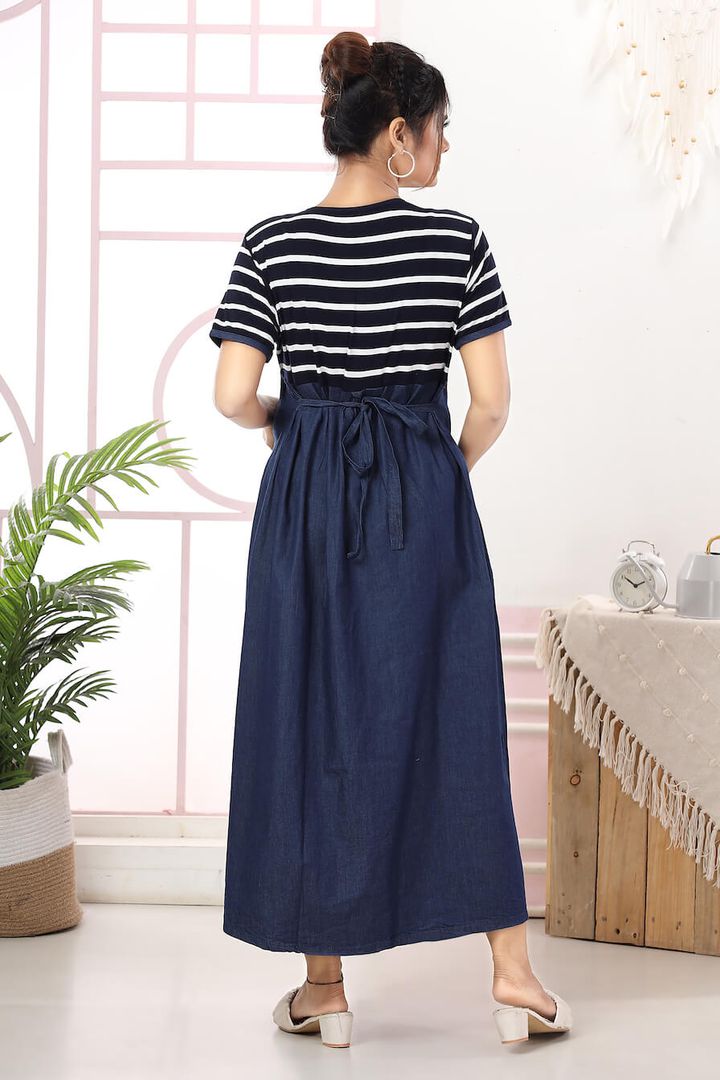 knee length dresses for ladies Latched Mama Front Knot Nursing Maxi Dress