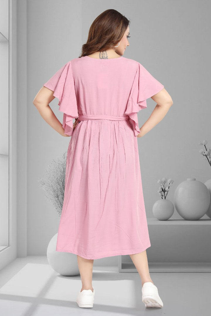 Pastel Pink Maternity Feeding Dress
