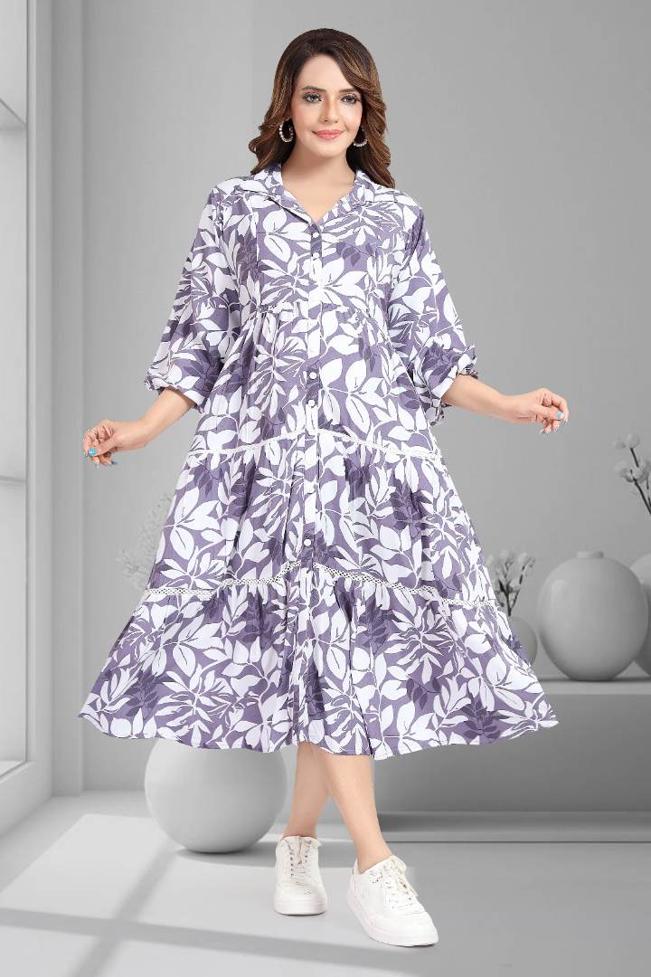 Berry Purple Printed Maternity Dress