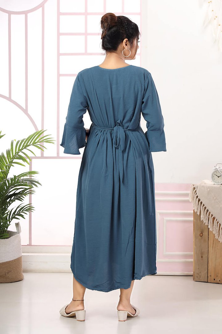 Solid Full Length Maternity Dress