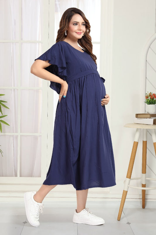 Indigo Blue Maternity Feeding Dress
