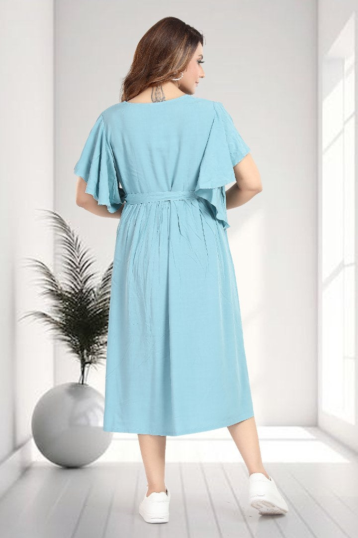 Cornflower Blue Maternity Feeding Dress