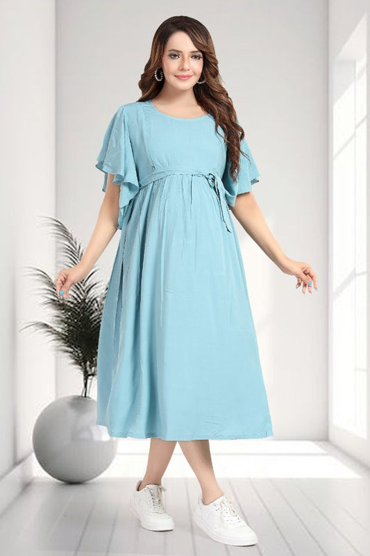 Cornflower Blue Maternity Feeding Dress