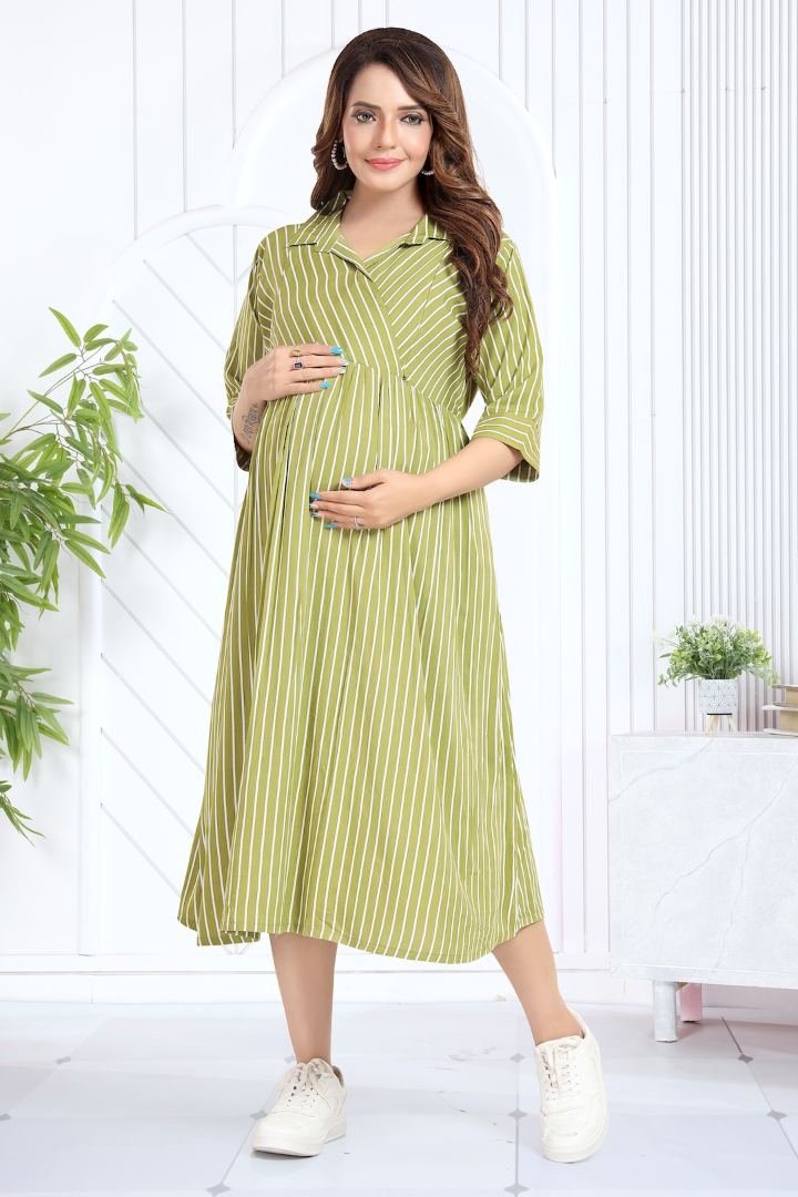 Lime Green Striper Cross Over Feeding Dress