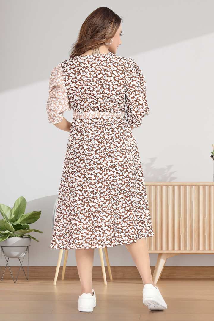 Half and Half Printed Maternity Dress