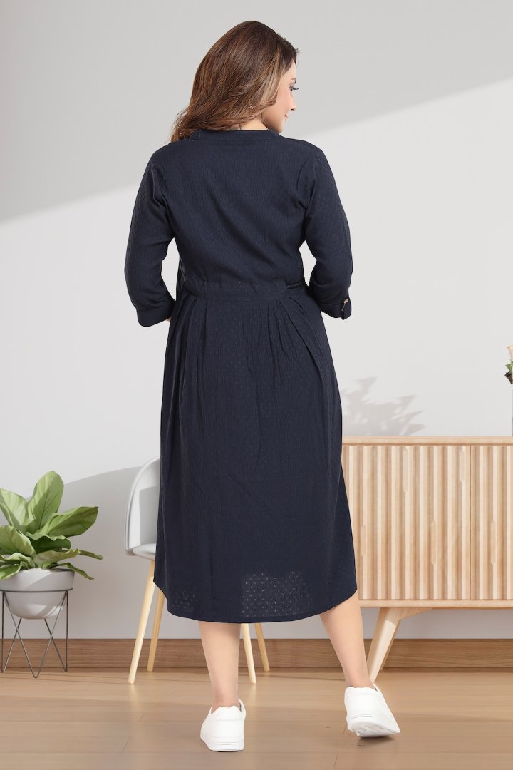 Classic Navy Dobby Feeding Dress